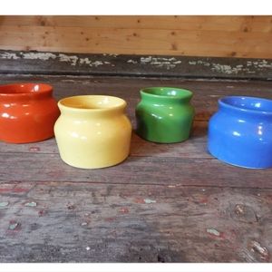Oxford Ware Vintage Bean Pots Set of 4 Multi Colored